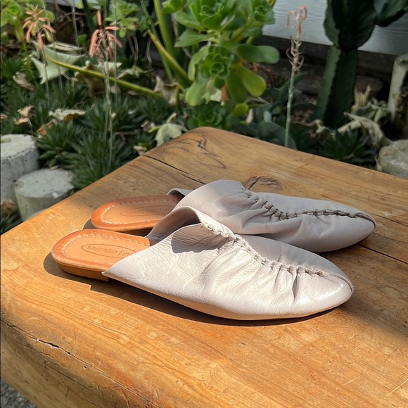 Sheridan Mia Cream Leather Mules with Ruched Detail - Picture 2 of 13